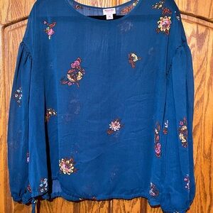 Mossimo Supply Co. Teal Floral Blouse